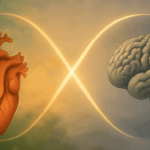 Illustration zur Krise unserer Zeit: Ein Bild, das die Trennung von Verstand und Herz symbolisiert