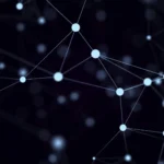 Abstraktes Netzwerk aus verbundenen Punkten als Symbol für ein politisches Glossar für Begriffe, Systeme und gesellschaftliche Zusammenhänge